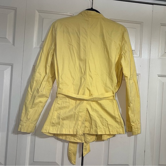 Loft Button Yellow Women's Utility Jacket Trench Coat Size Large Cotton Flaw - Picture 6 of 10